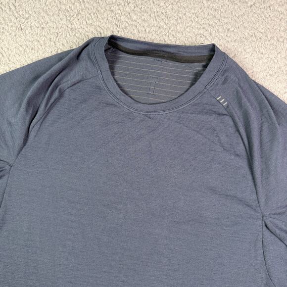Lululemon Shirt Mens S Blue Dry Sense License to Train Short Sleeve Curved Hem - Picture 1 of 8